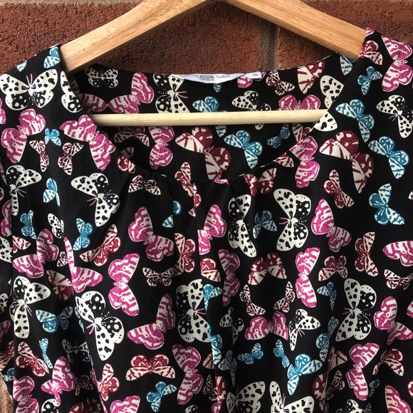 New Look A-line Black Dress with Purple Butterfly Pattern - Picture 3 of 13